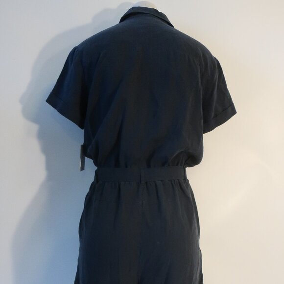 NWT Womens Bella Dahl Rnavyr Navy Blue Tencel Rolled Hem Utility Romper Shorts S - Picture 8 of 12